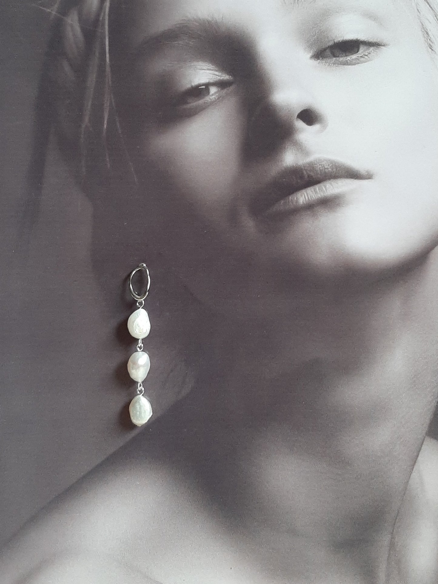 Traci - white cultured freshwater pearls, hoop earring SETS