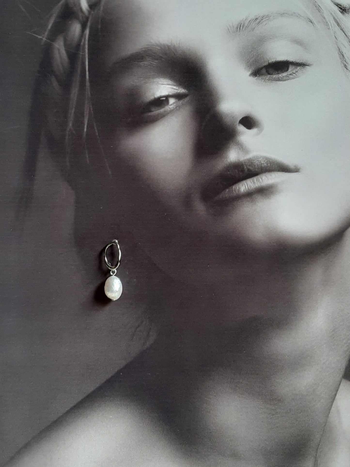 Traci - white cultured freshwater pearls, hoop earring SETS