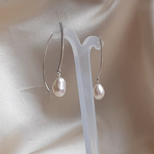Load image into Gallery viewer, Lia - cultured freshwater pearl sterling silver marquise shaped earrings