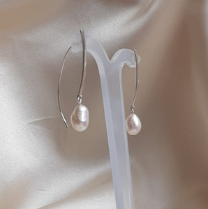 Lia - cultured freshwater pearl sterling silver marquise shaped earrings
