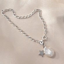 Load image into Gallery viewer, Payton - sterling silver curb chain, star and freshwater pearl charm bracelet