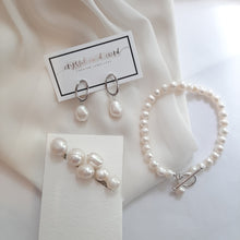 Load image into Gallery viewer, Traci - white cultured freshwater pearls, hoop earring SETS
