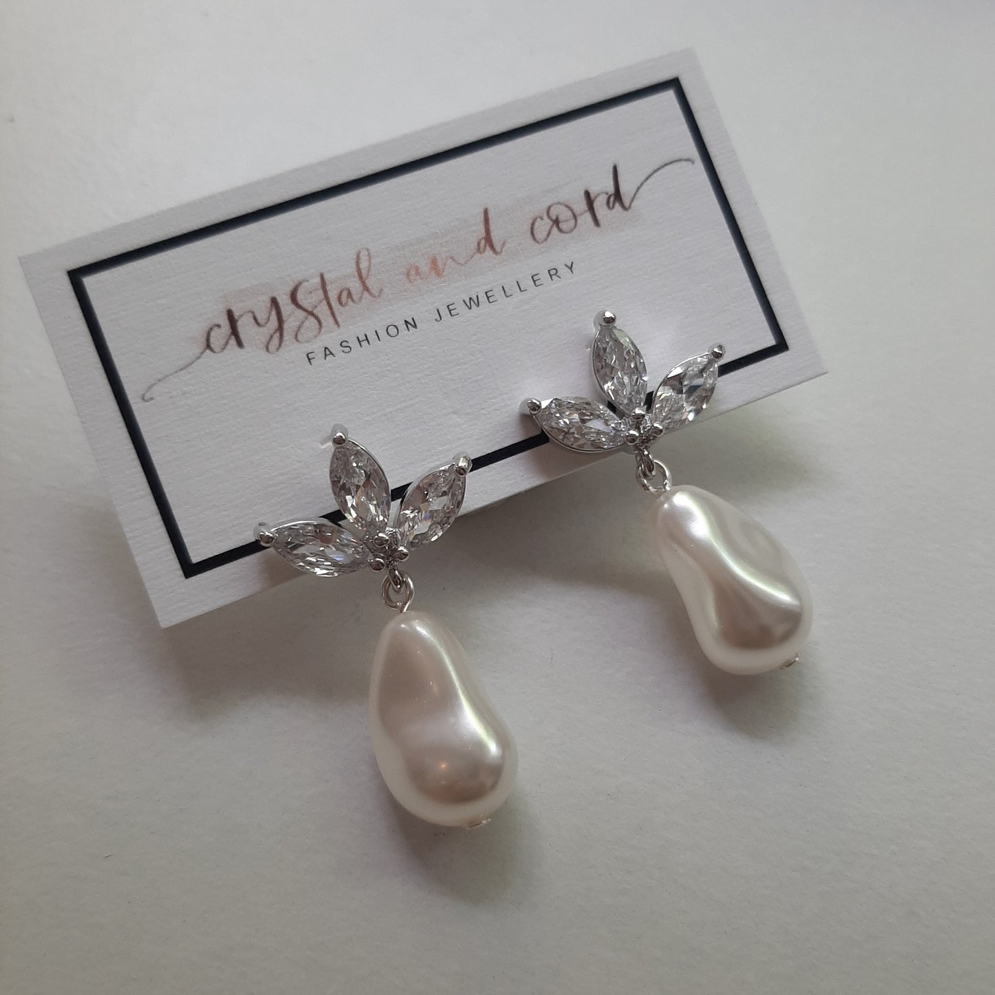 Zoe - Swarovski crystal baroque pearl drop and cubic zirconia earstud