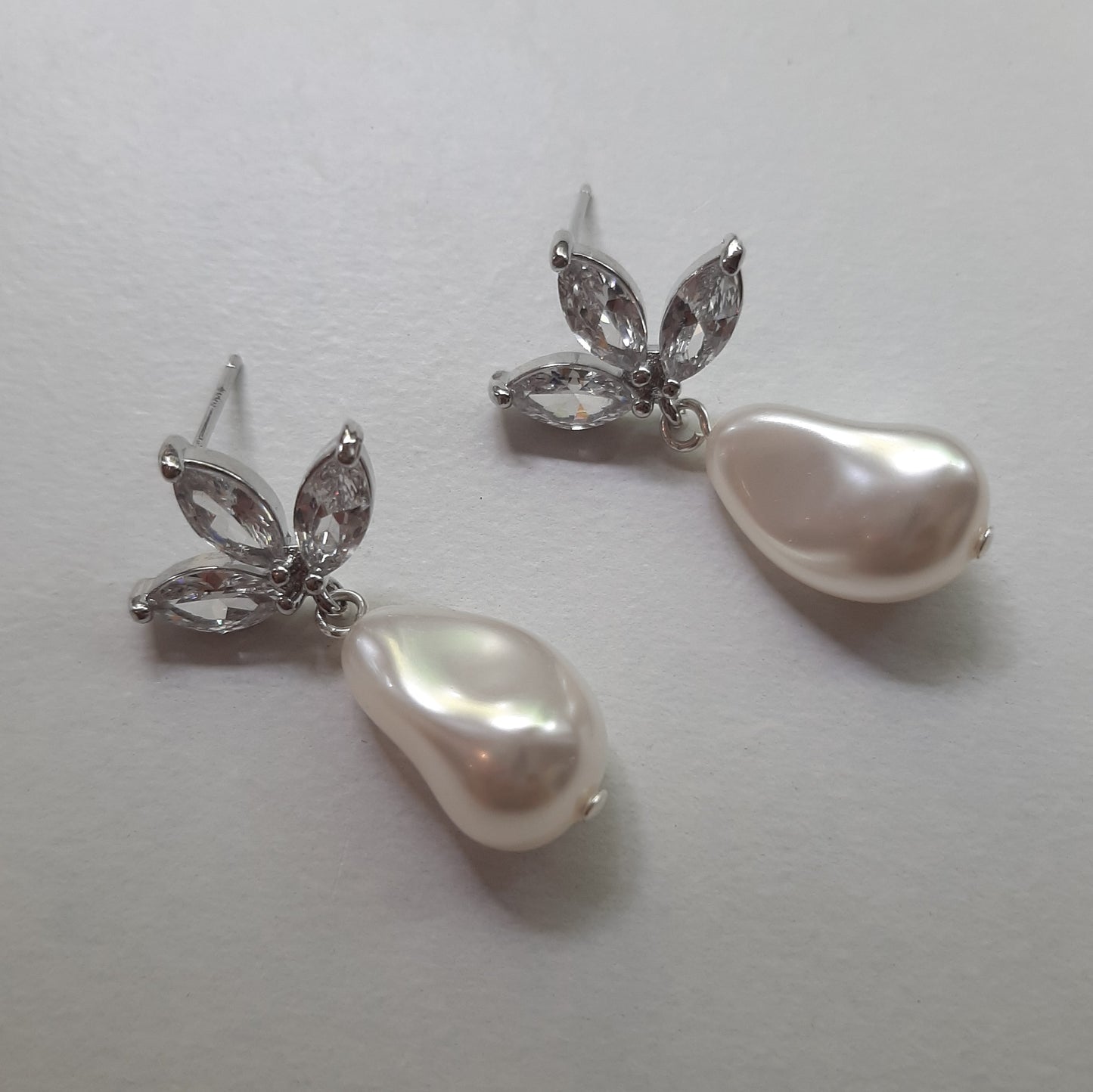 Zoe - Swarovski crystal baroque pearl drop and cubic zirconia earstud