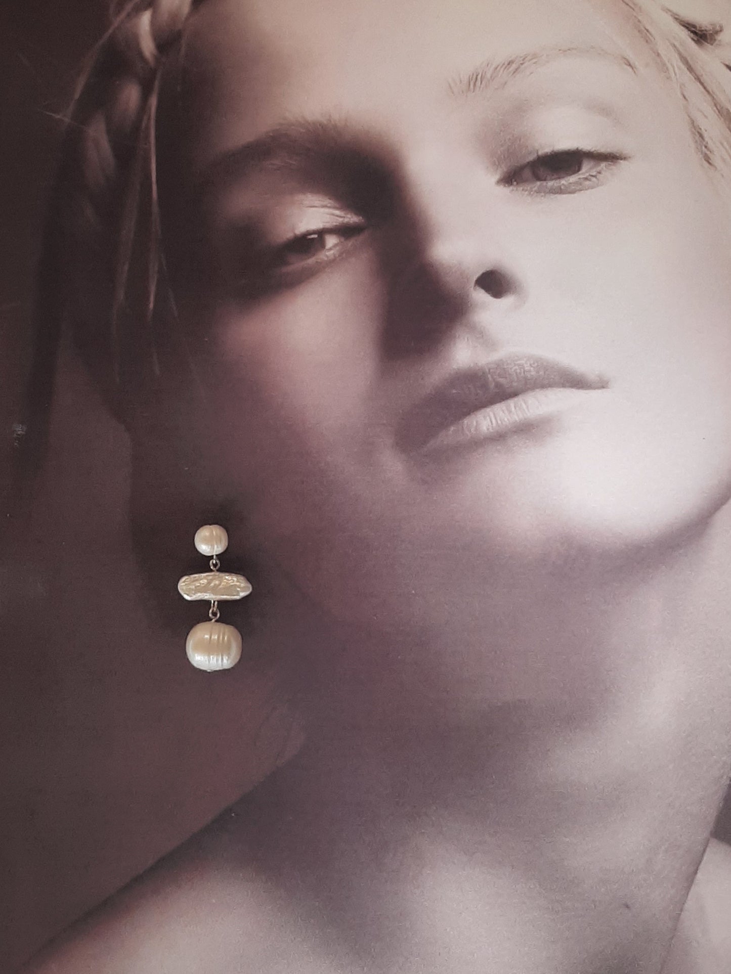 Pieper - freshwater pearls sterling silver drop stud earrings
