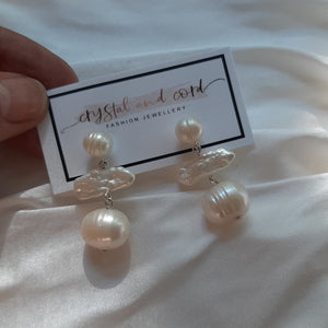 Pieper - freshwater pearls sterling silver drop stud earrings