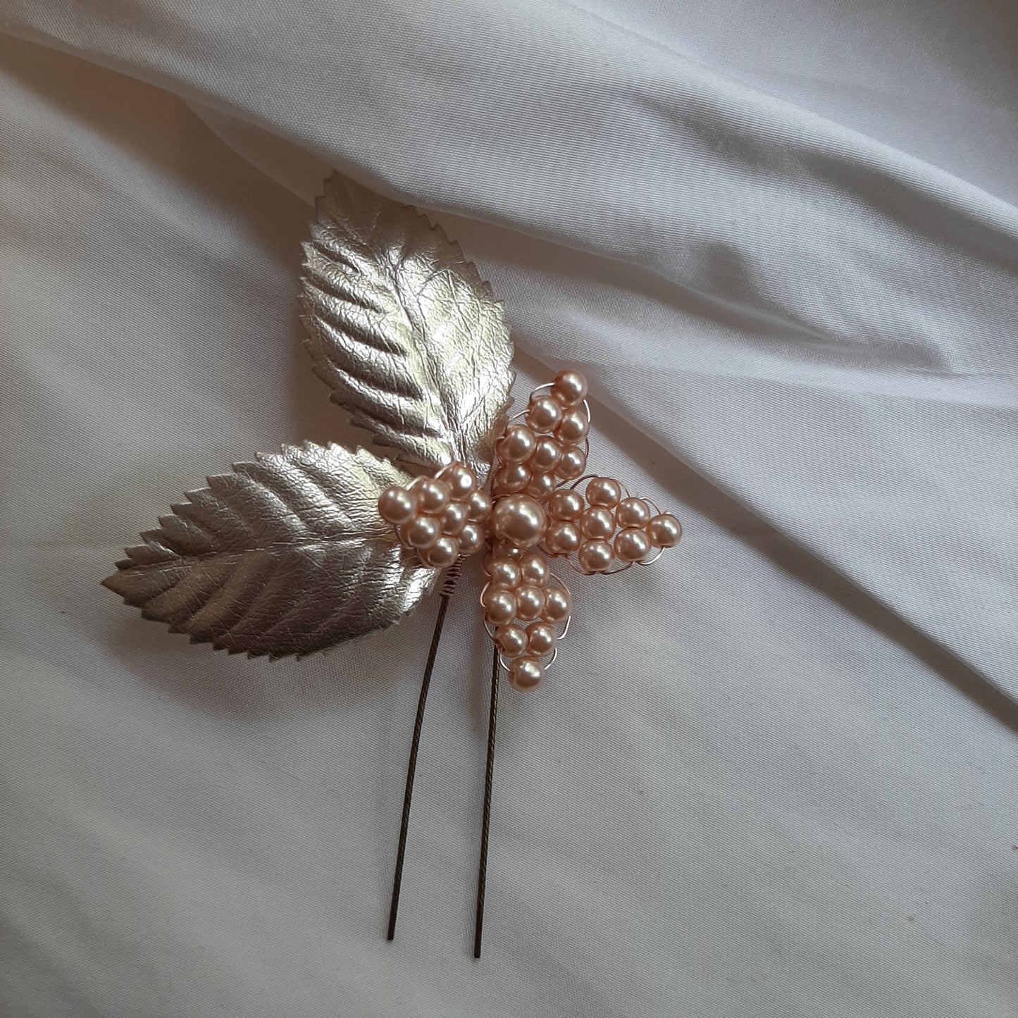 Joy - champagne glass bead pearl flower earrings and hair pins SET
