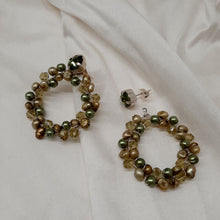 Load image into Gallery viewer, Sienna - freshwater pearls and crystals beaded hoop earrings and studs