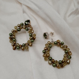 Sienna - freshwater pearls and crystals beaded hoop earrings and studs