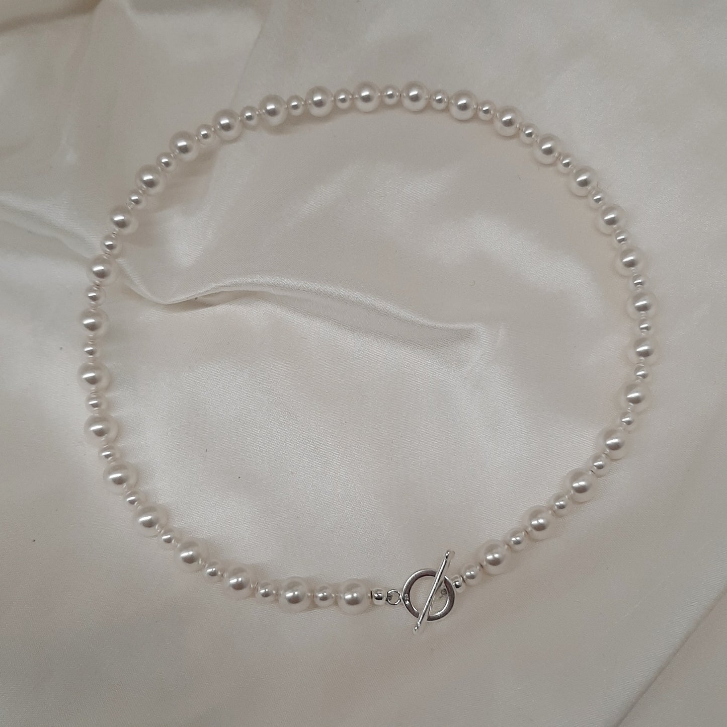 Savannah - crystal pearls choker necklace with sterling silver toggle clasp