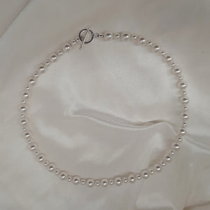 Savannah - crystal pearls choker necklace with sterling silver toggle clasp
