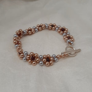 Daisy - crystal based pearls, sterling silver filled toggle clasp daisy bracelet or necklace
