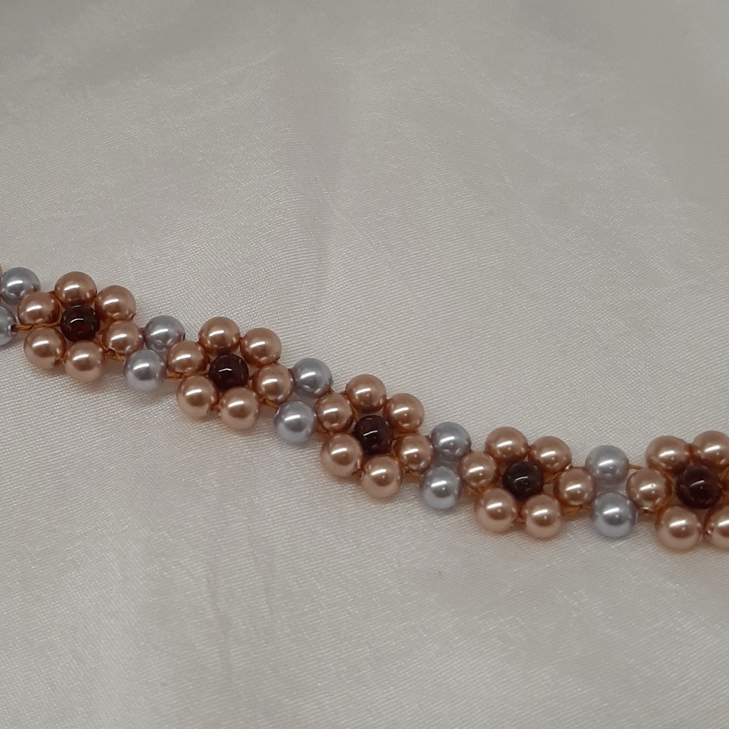 Daisy - crystal based pearls, sterling silver filled toggle clasp daisy bracelet or necklace