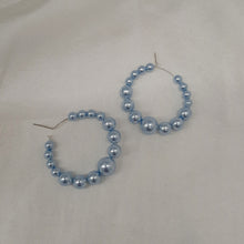 Load image into Gallery viewer, Ashley - crystal pearl beads silver-tone round hoop earrings