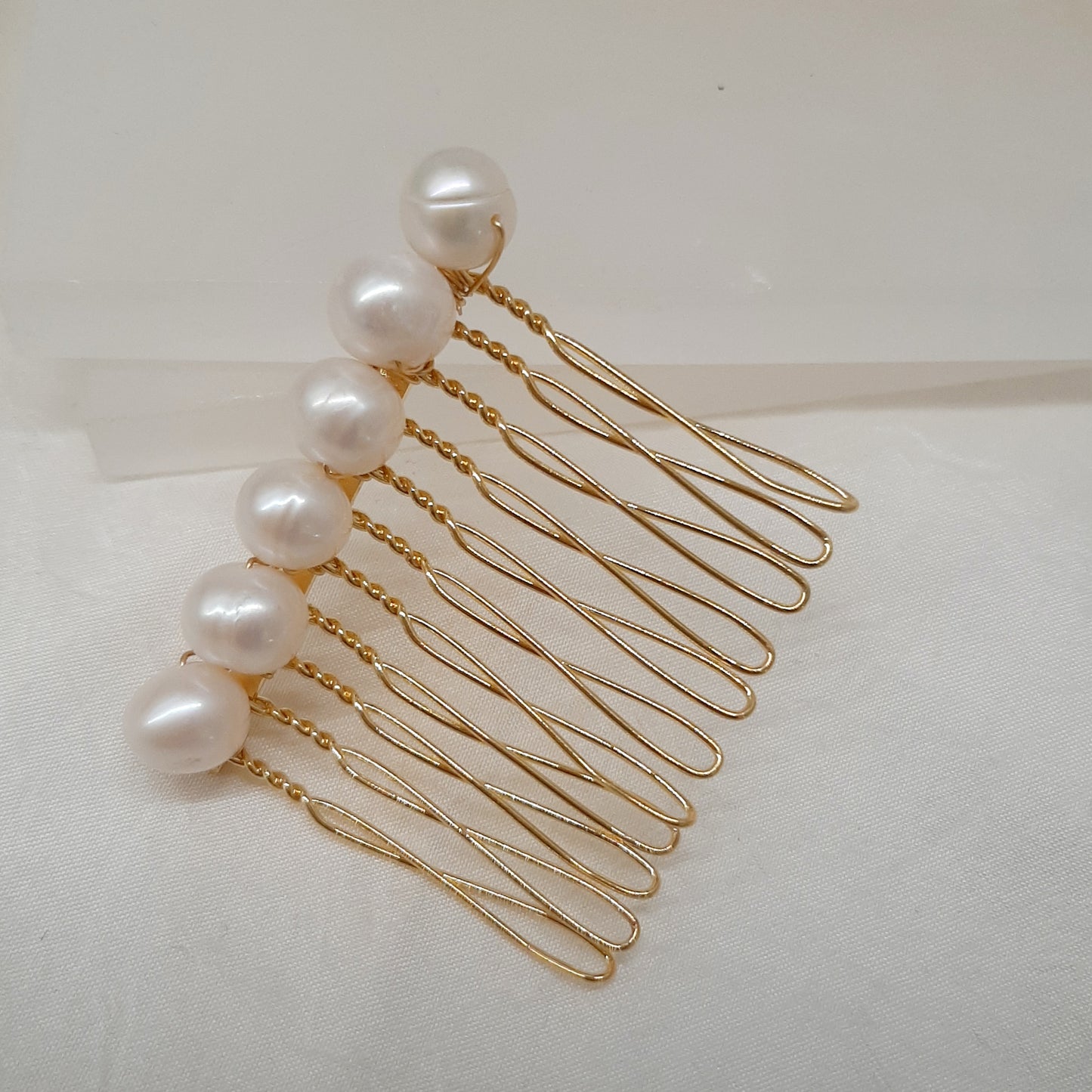 Cora - white Preciosa crystal or freshwater pearls beaded hair COMBS in silver or gold tones