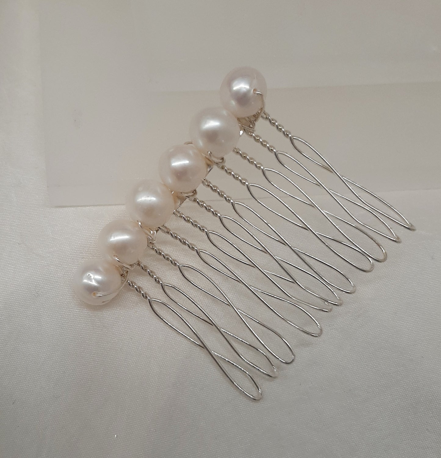 Cora - white Preciosa crystal or freshwater pearls beaded hair COMBS in silver or gold tones