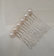 Load image into Gallery viewer, Cora - white Preciosa crystal or freshwater pearls beaded hair COMBS in silver or gold tones