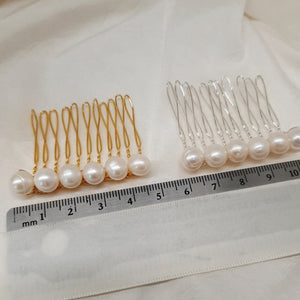 Cora - white Preciosa crystal or freshwater pearls beaded hair COMBS in silver or gold tones
