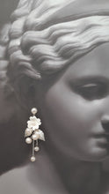 Load image into Gallery viewer, Kendall - freshwater pearls, sterling silver stud and cascading flower drop earrings
