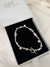 Load image into Gallery viewer, Mariah - natural organic shaped freshwater pearl and sterling silver toggle clasp bracelet