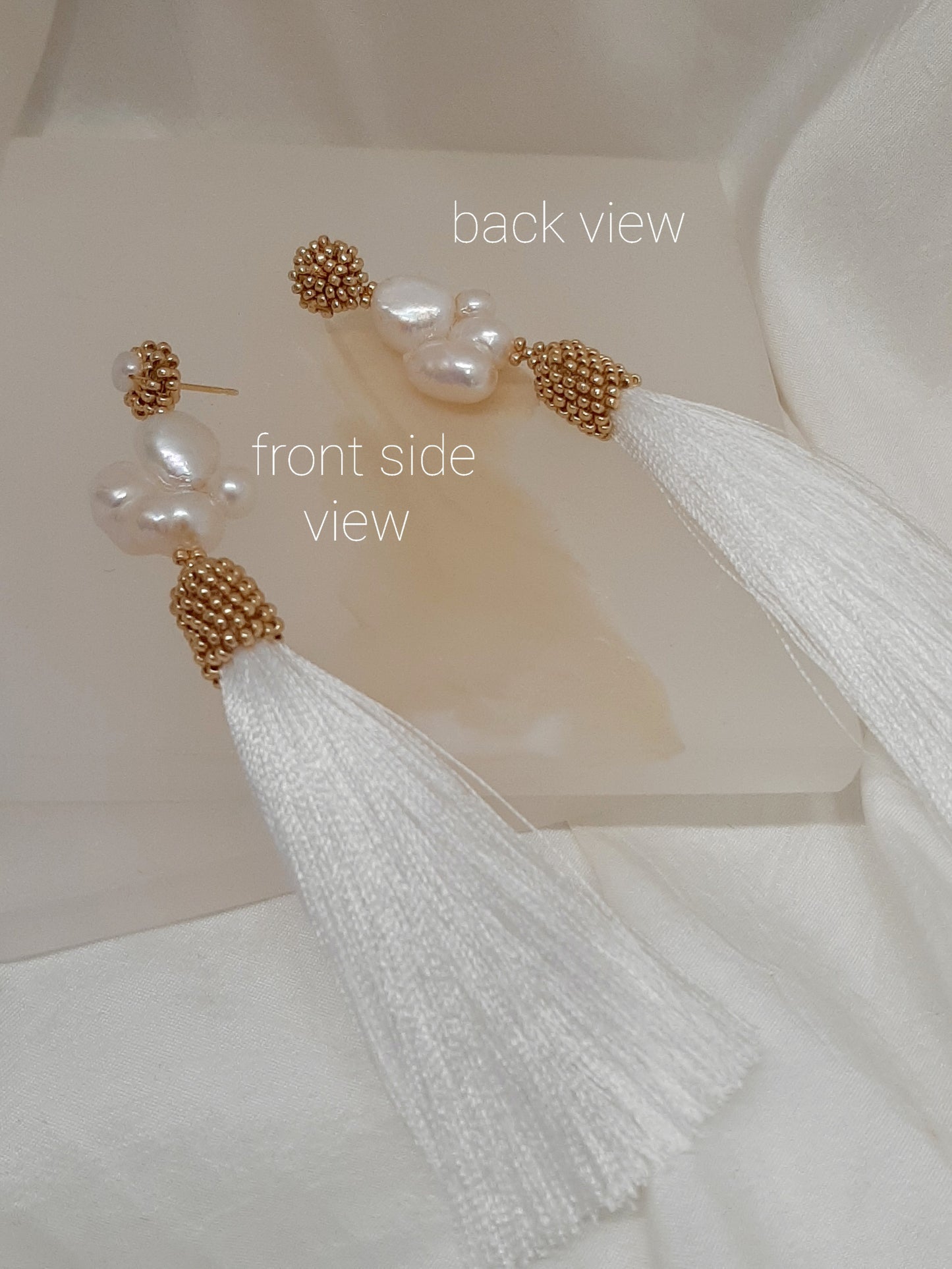 Ashling - glorious natural cultured freshwater pearls long cascading tassel earrings