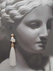 Ashling - glorious natural cultured freshwater pearls long cascading tassel earrings