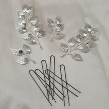 Load image into Gallery viewer, Becks - branches of silver or gold tone leaf hair pins SET