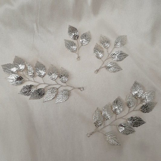 Becks - branches of silver or gold tone leaf hair pins SET