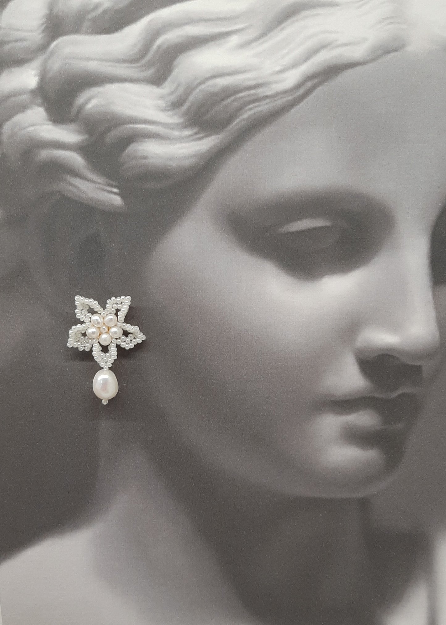 Blossom - hand beaded lace flower earrings with or without a freshwater pearl drop