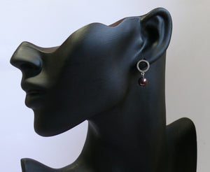 Katie - pearl drop and silver-tone smooth round hoop stud earrings