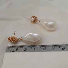 Load image into Gallery viewer, Claudette - baroque faux pearl, tiny seed beads and freshwater pearl stud drop earrings