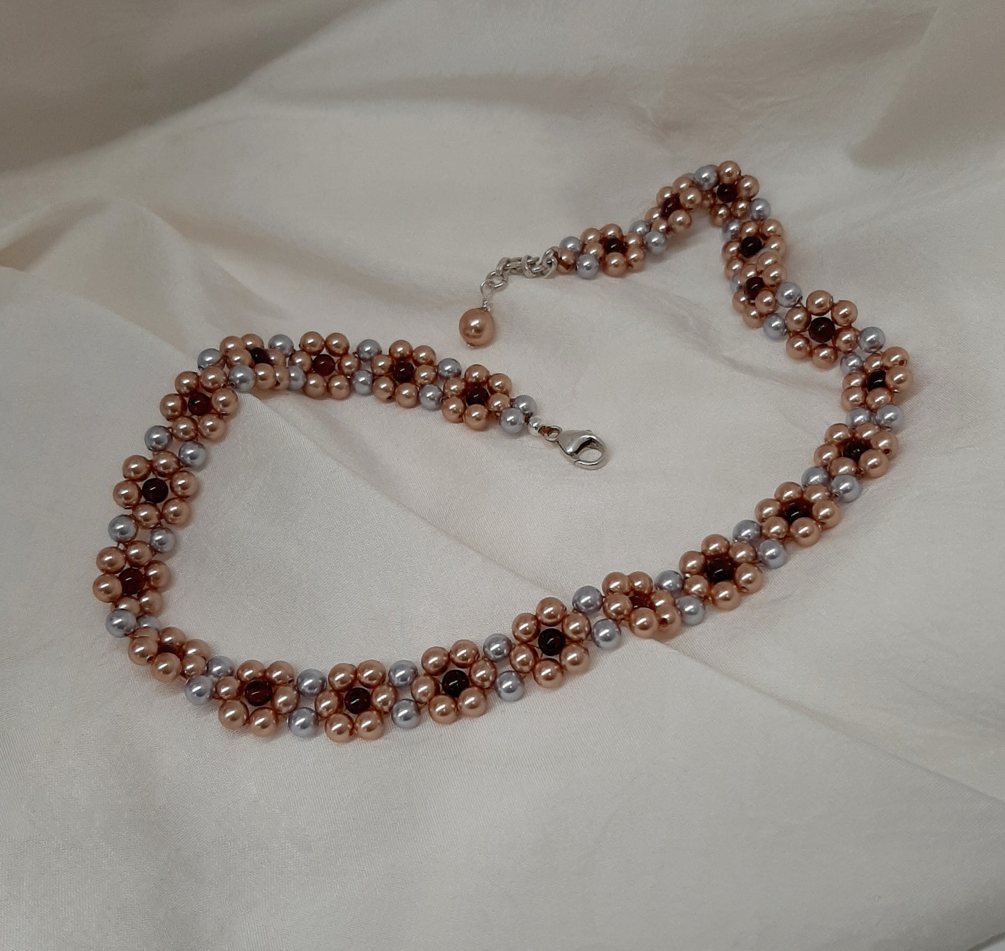 Daisy - crystal based pearls, sterling silver filled toggle clasp daisy bracelet or necklace