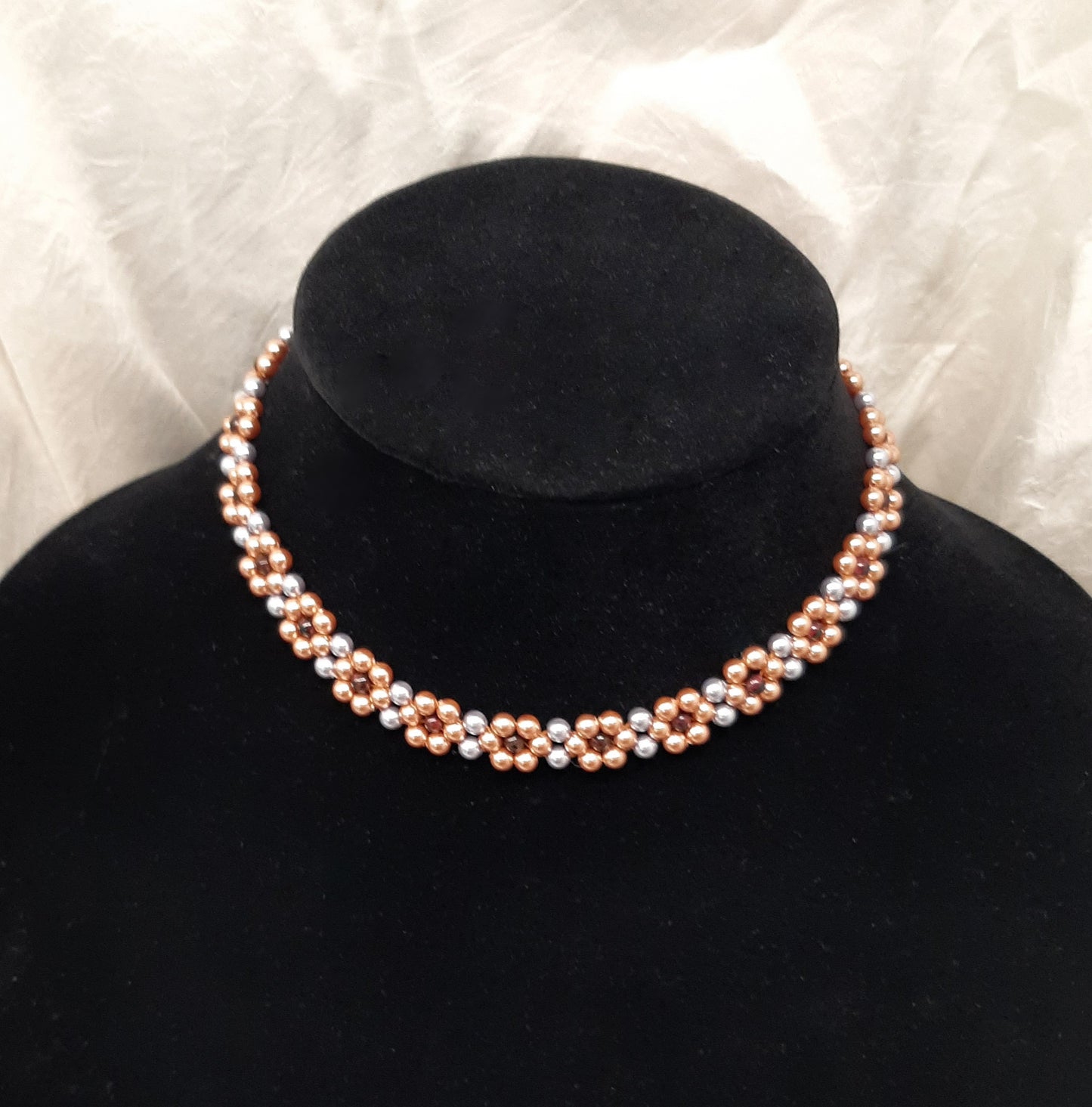 Daisy - crystal based pearls, sterling silver filled toggle clasp daisy bracelet or necklace