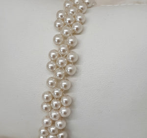 Daisy - crystal based pearls, sterling silver filled toggle clasp daisy bracelet or necklace