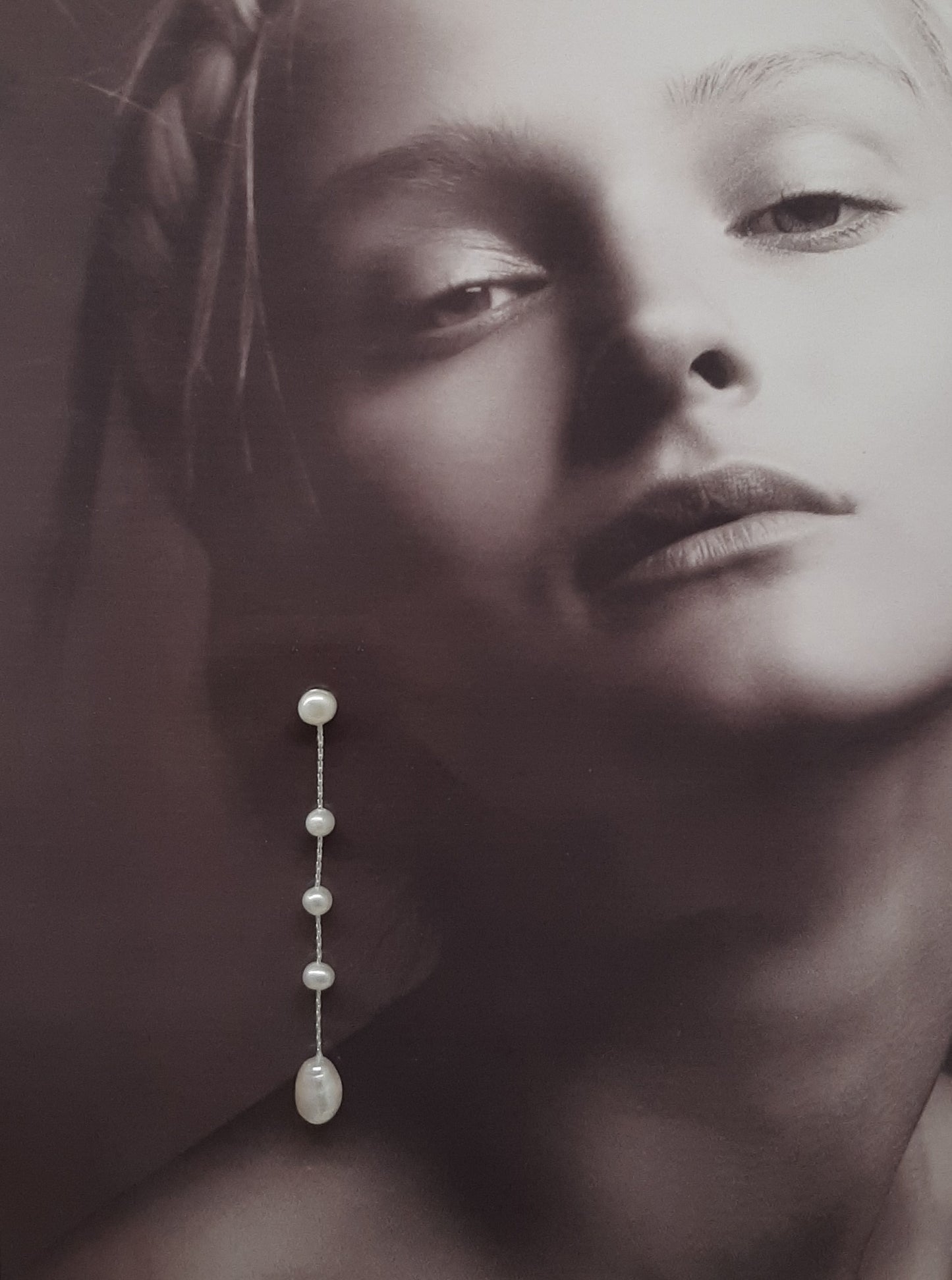 Danielle earrings - crystal pearls or freshwater pearls Boston thread cascading stud earrings in two lengths