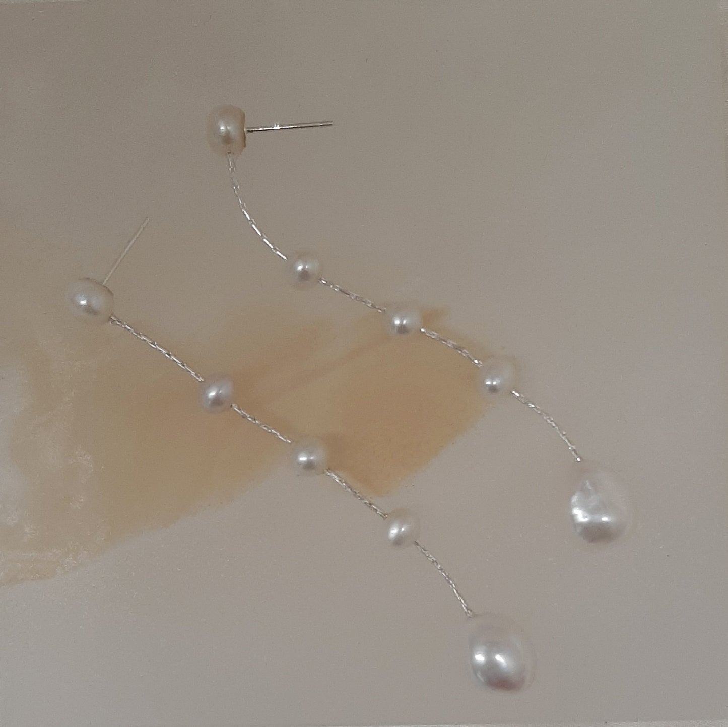 Danielle earrings - crystal pearls or freshwater pearls Boston thread cascading stud earrings in two lengths