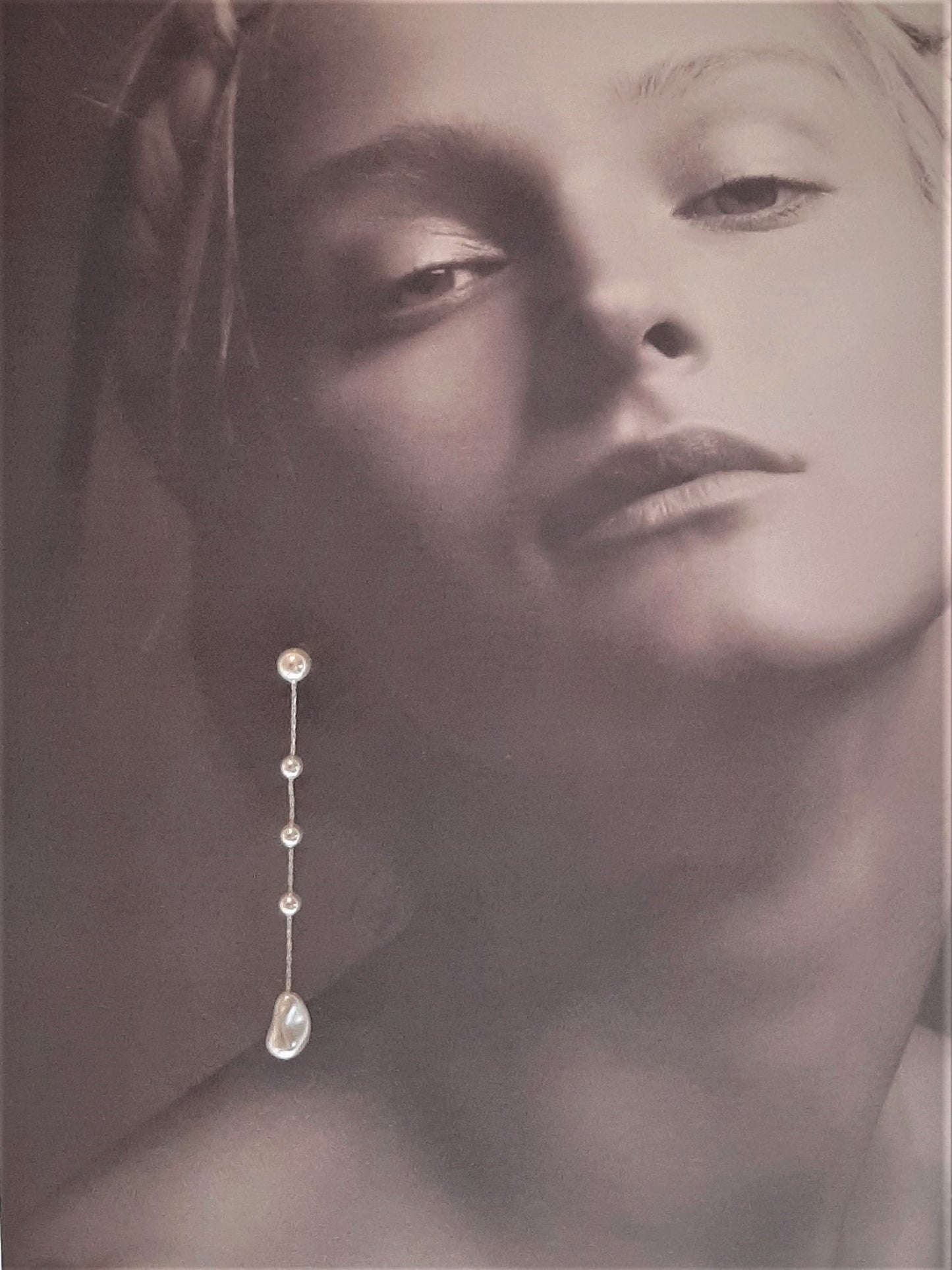 Danielle earrings - crystal pearls or freshwater pearls Boston thread cascading stud earrings in two lengths