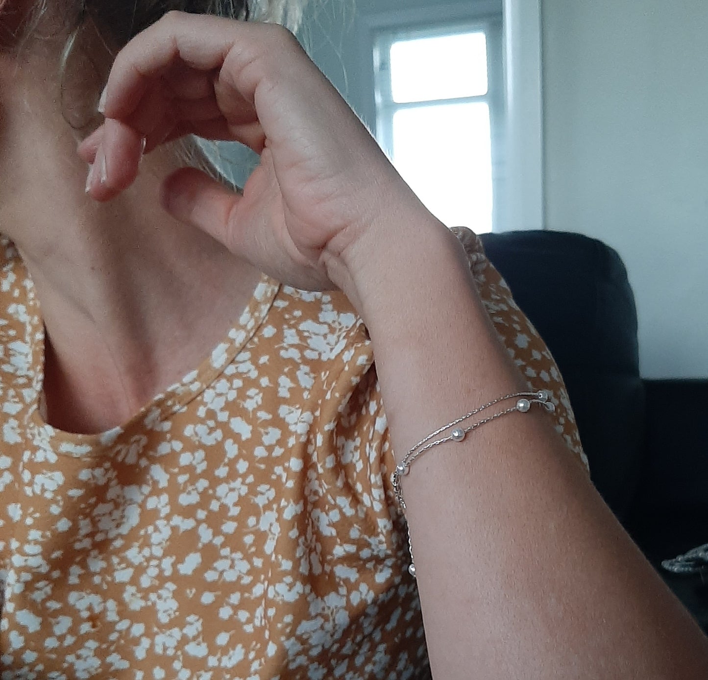 Danielle necklace and earrings - crystal pearls or freshwater pearls and sterling silver Boston chain thread cascading stud earrings, bracelet and necklace