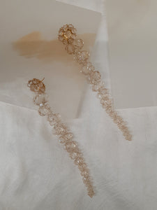 Emiliana - crystal long cascading beaded stud earrings