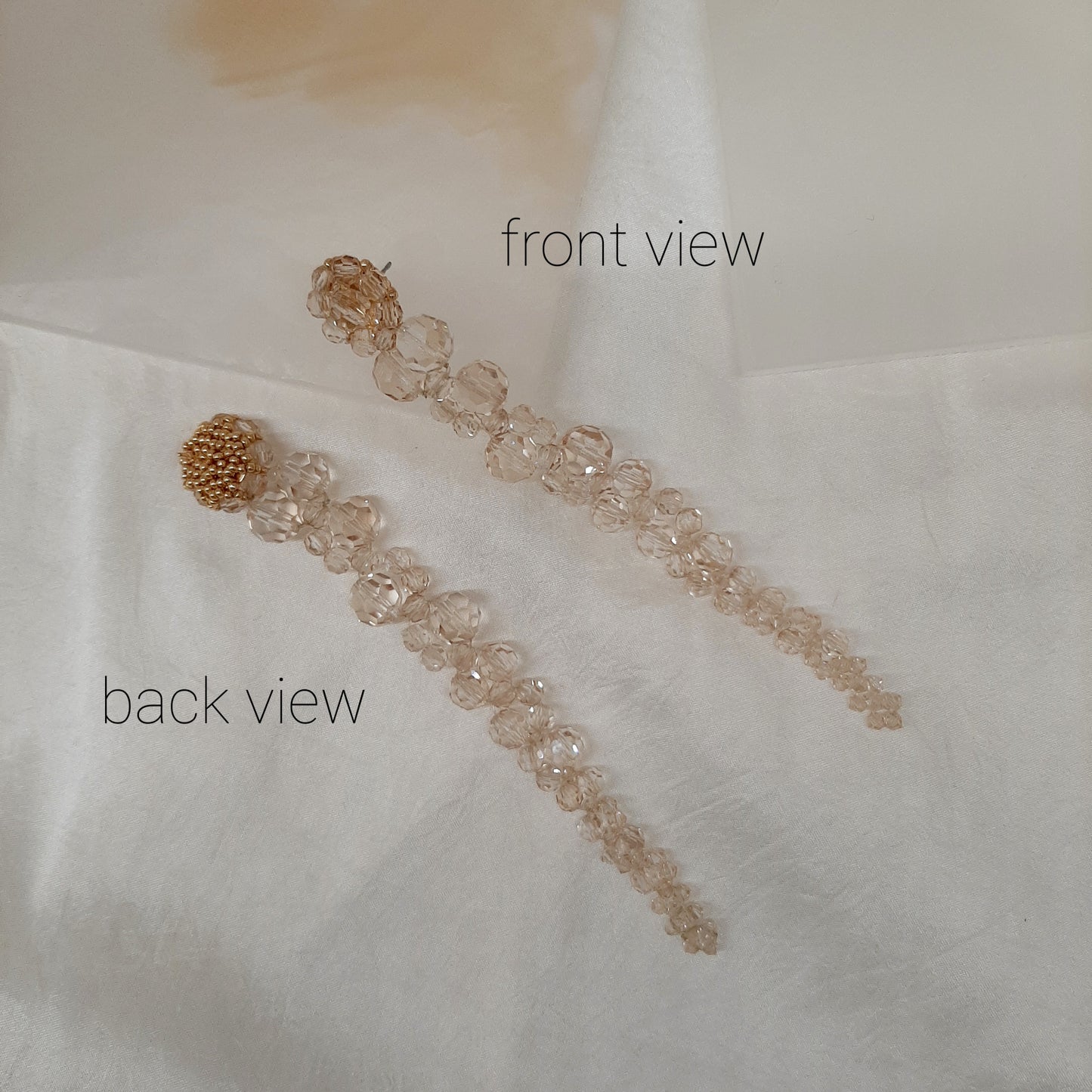 Emiliana - crystal long cascading beaded stud earrings