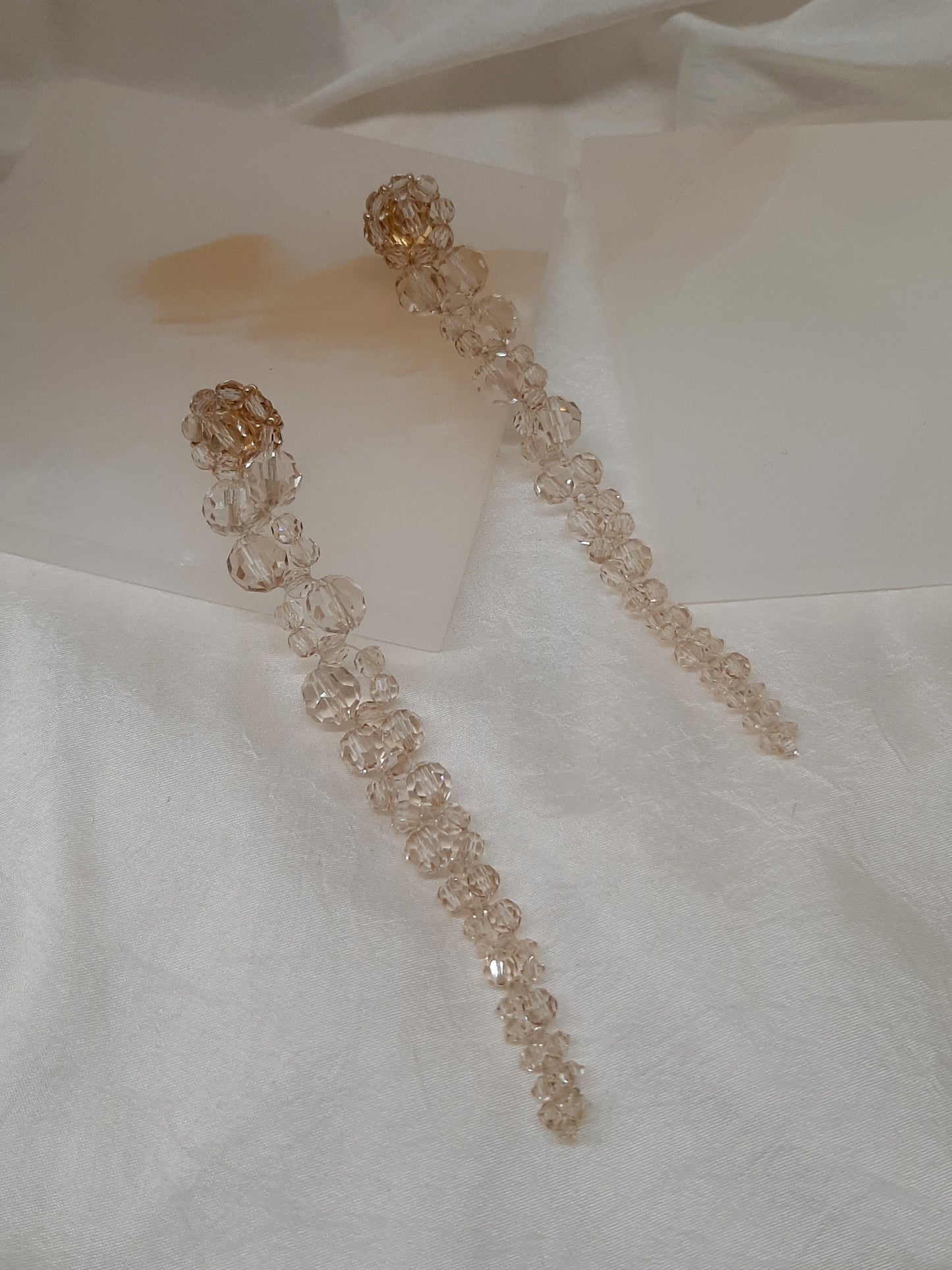 Emiliana - crystal long cascading beaded stud earrings