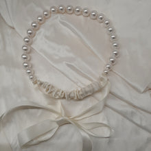 Load image into Gallery viewer, Emma - white shell bead pearls headband with satin ribbon