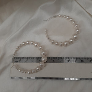 Frankie - crystal pearl beads sterling silver round hoop earrings