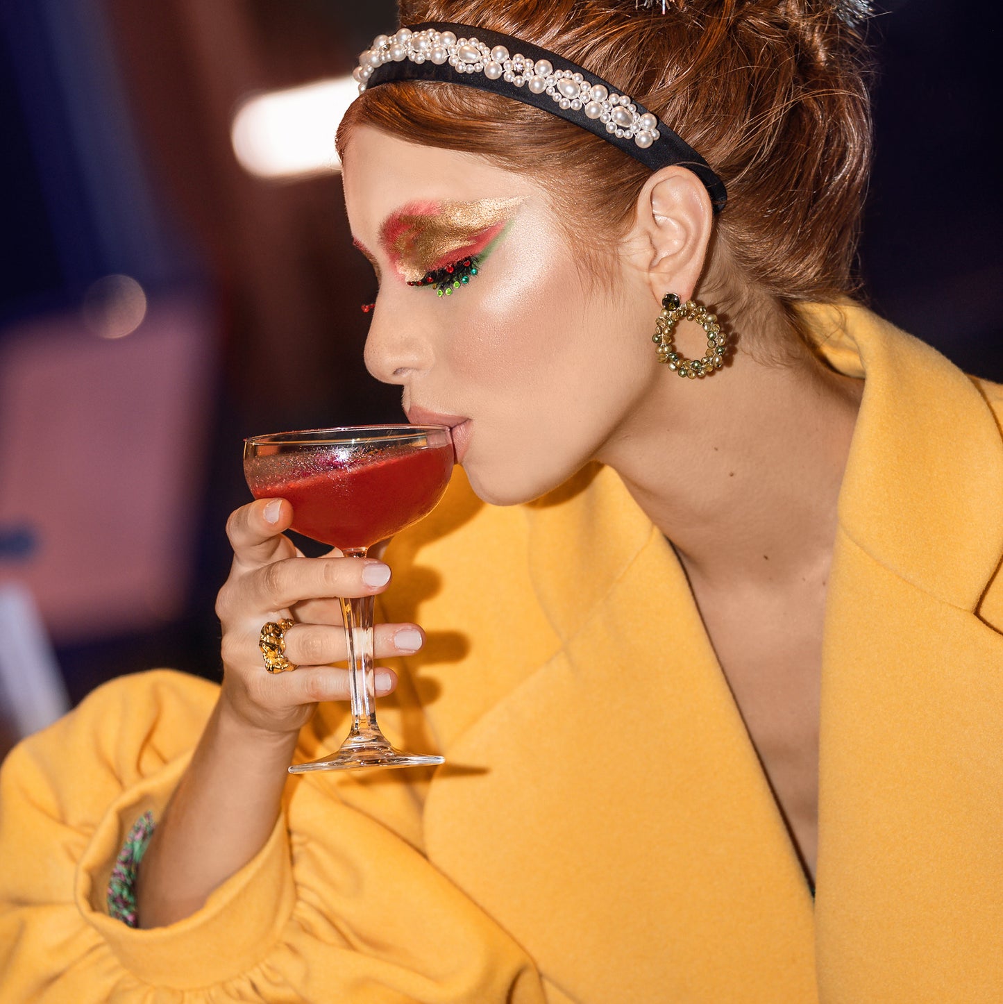 Francesca - white round and pear shaped crystal pearls and wide flat head band