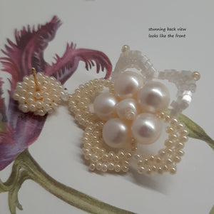 Fleur - hand beaded lace flower and stud drop earrings