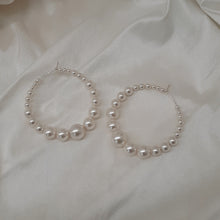 Load image into Gallery viewer, Frankie - crystal pearl beads sterling silver round hoop earrings
