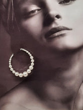 Load image into Gallery viewer, Frankie - crystal pearl beads sterling silver round hoop earrings