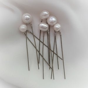 Deanna - freshwater pearls set of 6 hair pins - MEDIUM