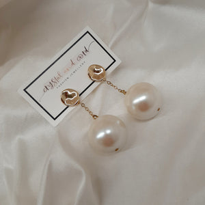 Gabby - large faux pearl gold-tone chain and stud drop earrings in two lengths