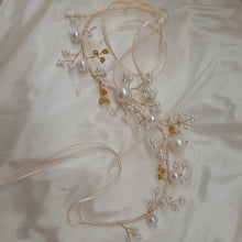 Load image into Gallery viewer, Gabrielle  - ivory shell pearl beads and ribbon hair vine